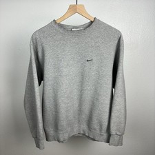 Vintage 90s Y2K Nike Swoosh Gray Crewneck Sweatshirt Silver Tag Size Medium