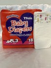 Vintage Plastic Backed Tape Tab diapers 12 Count- 16-28lbs Diapers