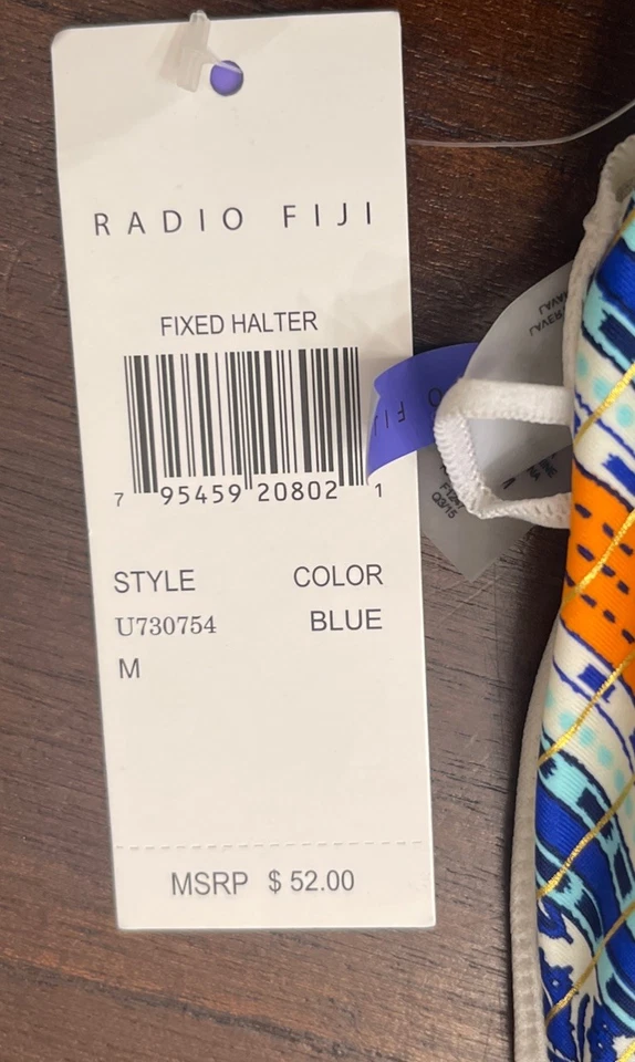 Top de bikini halter azul Radio Fiji talla mediana 52 Foto 3 de 4