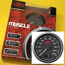 Saas Muscle Sg31632 Speedometer 220 Kph In Dash Black 89mm 3-12