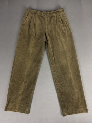Vintage S. Siro Duca Visconti Olive Green Corduroy Trousers W34 L31.5 Italy Made