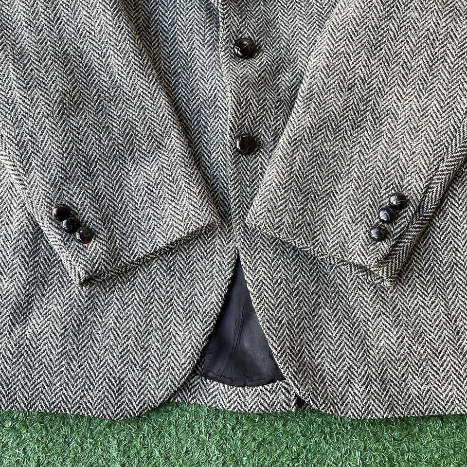 Talla M- Vintage Stafford Harris Tweed Dos Botones Lana Blazer Abrigo Deportivo Hombre’s Gris Foto 3 de 4