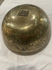 Vintage Chinese Brass Bowl Engraved Dragon And Design 7.5 Round 3.5 Deep — photo 2