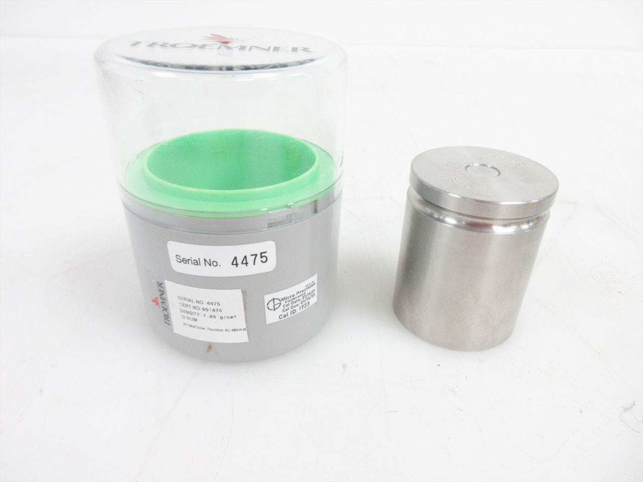 TROEMNER 1207T 3 LB STAINLESS STEEL TEST WEIGHT - QUALIFIED UNDERWEIGHT