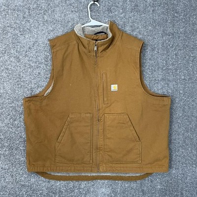 Carhartt Canvas Workwear Vest - Sherpa Lined Dv4277-M Brown Mens 2Xl