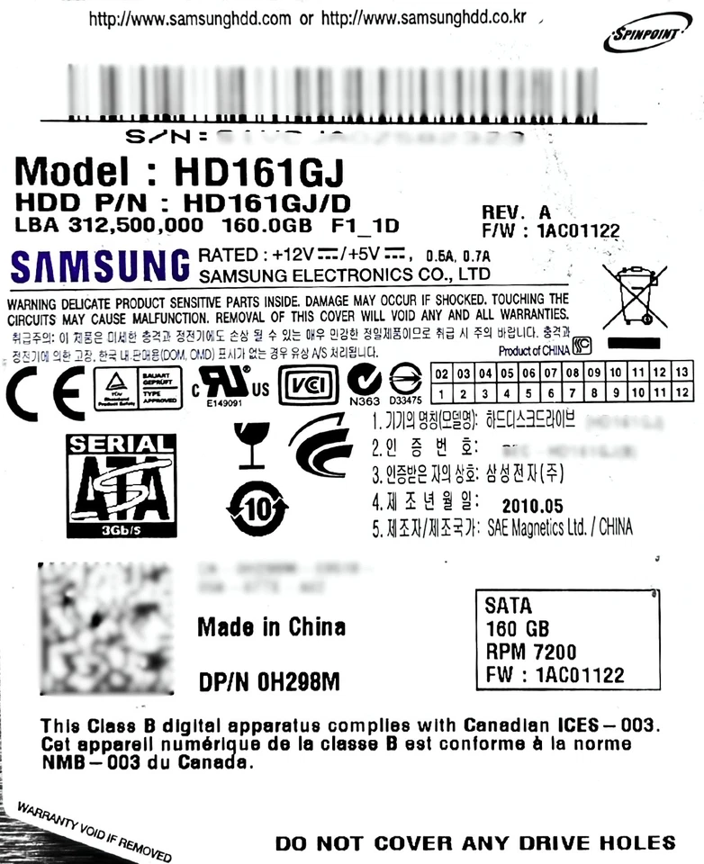 Dell H298M 160GB 7.2K SATA 3.5 HDDb Hard Drive - Image 2 of 4