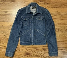 Authentic 60s 70s Vintage WRANGLER Blue Bell 24MJZ Denim Jacket Size 32
