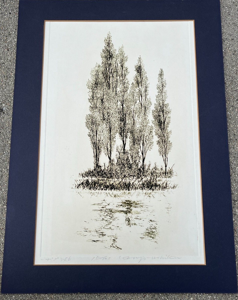 Modernist Japanese KENJI USHIKU (1922- ) Woodblock Print