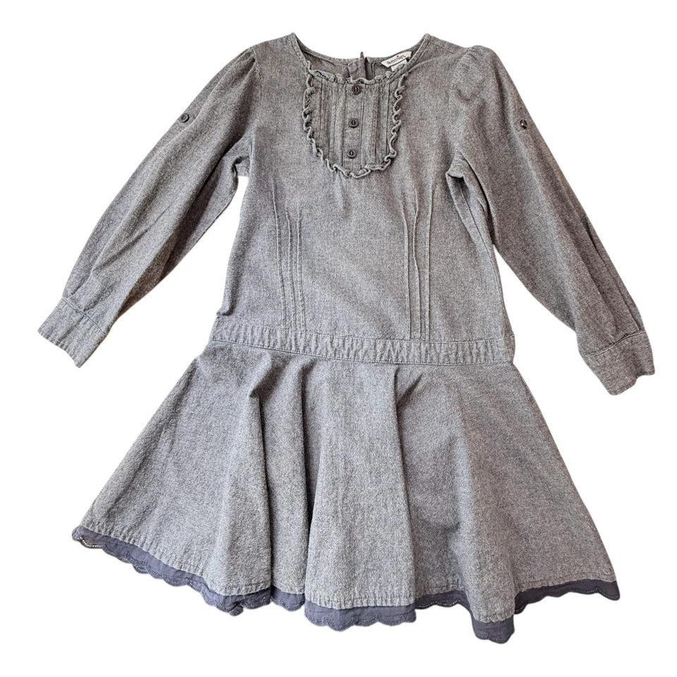 Hartstrings Girls Denim Long Sleeve Ruffle Button Down Dress 6x - Image 4 of 4