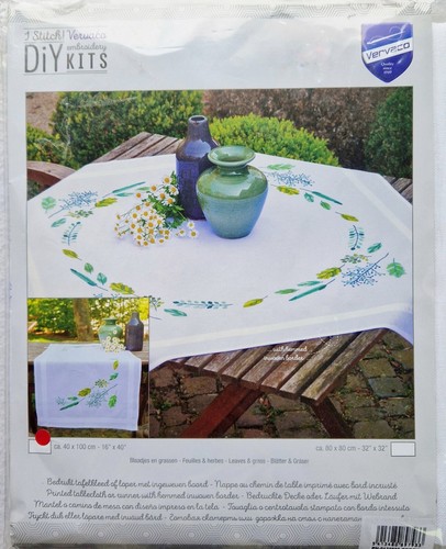 Leaves & Grass Embroidery Tablecloth Kit DIY Table Runner - Vervaco PN-0179920 - Picture 4 of 4