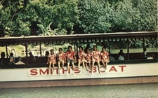 People perched aboard Smith's Boats, Wailua River, Hawaii HI - Chrome Postcard
