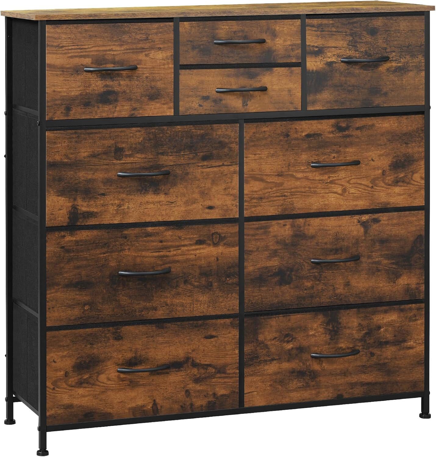 Pipishell Chest of Drawers, Fabric Drawers with Wood Top and Large Storage Space, Easy to Install Room Organizer, Vertical Chest of 4 Drawers Bedroom, Living Room, Nursery Room, Hallway 11 WOLTU Chest of Drawers 10 Storage Drawers Bedroom Furniture Retro Rustic Brown