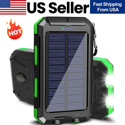 Super 10000000mAh USB Portable Charger Solar Power Bank for iPhone Cell Phone