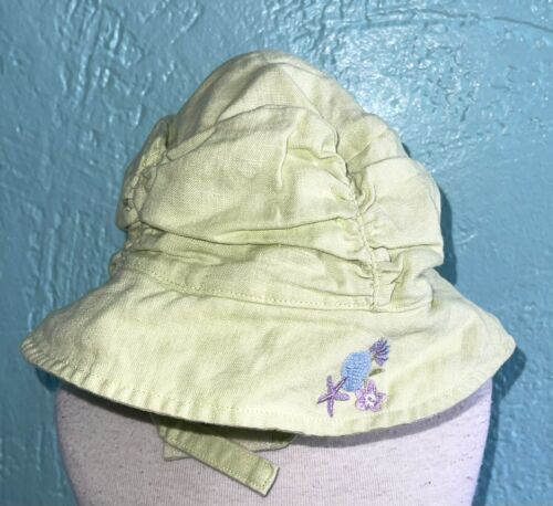 Janie And Jack Linen Embroidered Sun Hat Bonnet Sz 6-12m Baby Starfish - Picture 1 of 3