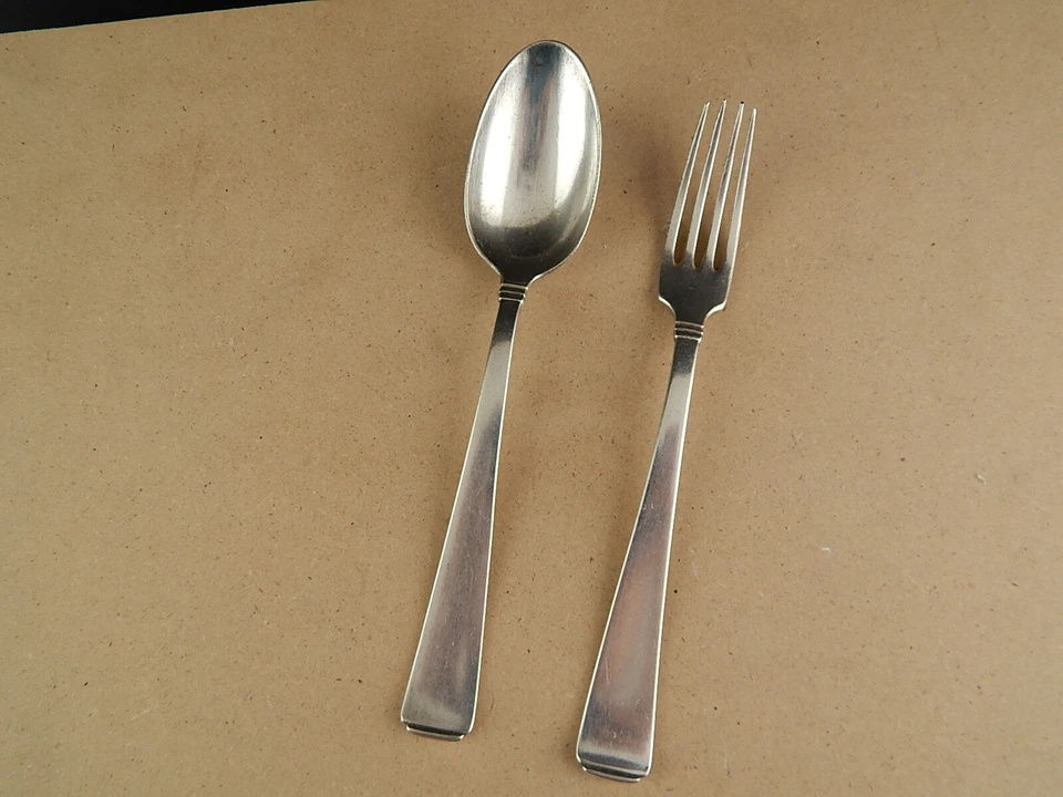 ART DECO ANTICO SERVIZIO 20 POSATE ARGENTATE PRIMO 900 BAGNO ARGENTO - Immagine 4 di 4