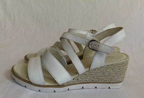 Gabor Women's White Leather Wedge Sandals Size 5 -W27 | eBay