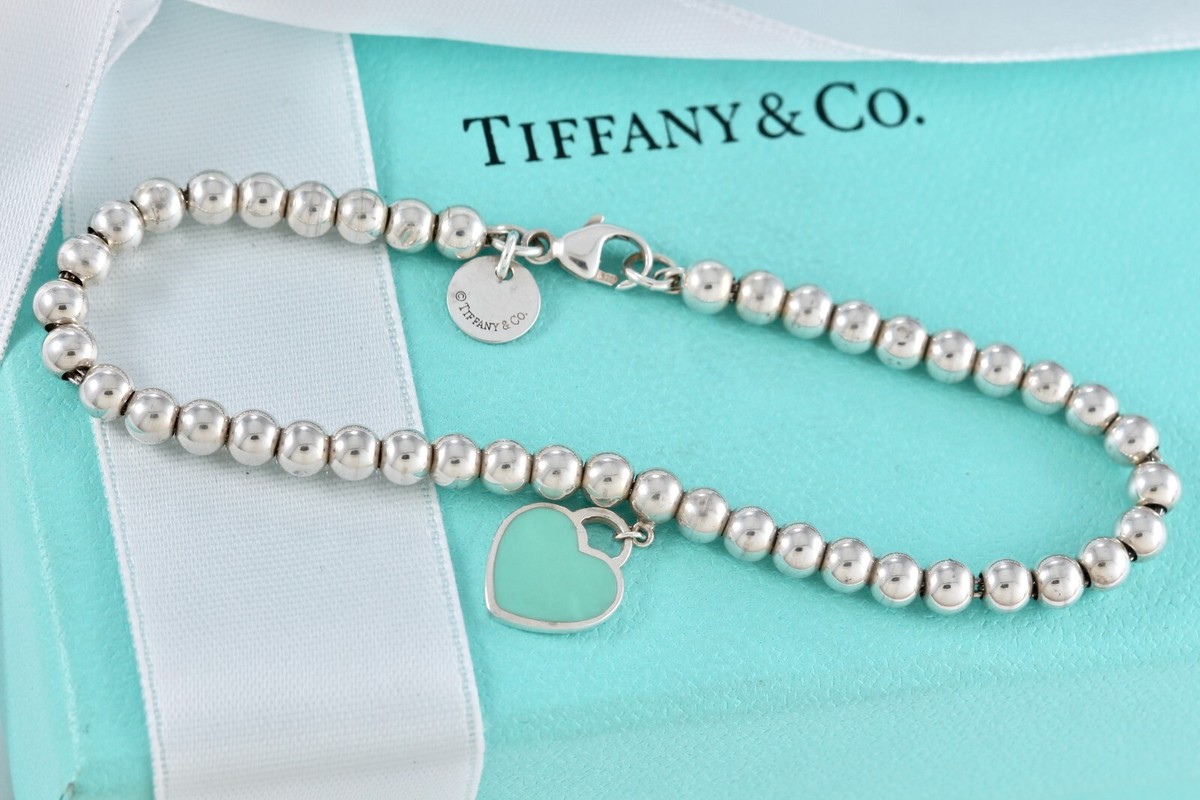 Tiffany & Co. 水色ブレスレット Tiffany & Co. 925 Silver 8mm Amazonite Bead 7.5
