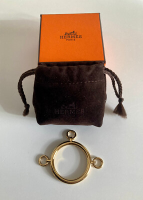 Anneau serre foulard doré HERMES Gold plated scarf ring Schalring Anello Anillo