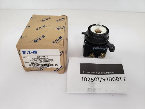 EATON E34FB24 PUSHBUTTON INDICATOR PILOT LIGHT W/O LENS SERIES B2 NIB