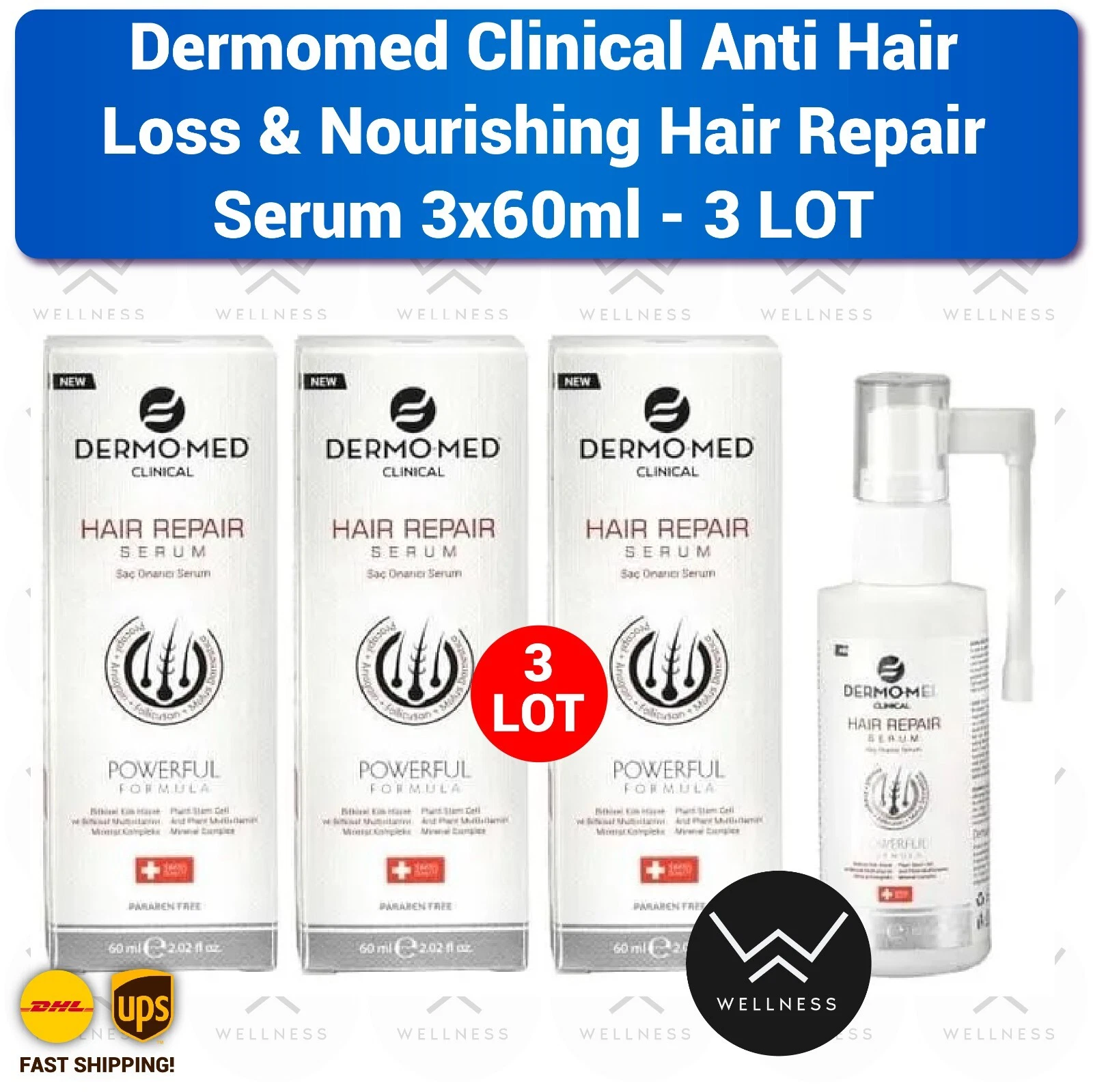 Dermomed Clinical Anti Hair Loss & Nourishing Hair Repair Serum 3 LOT (3x60ml)