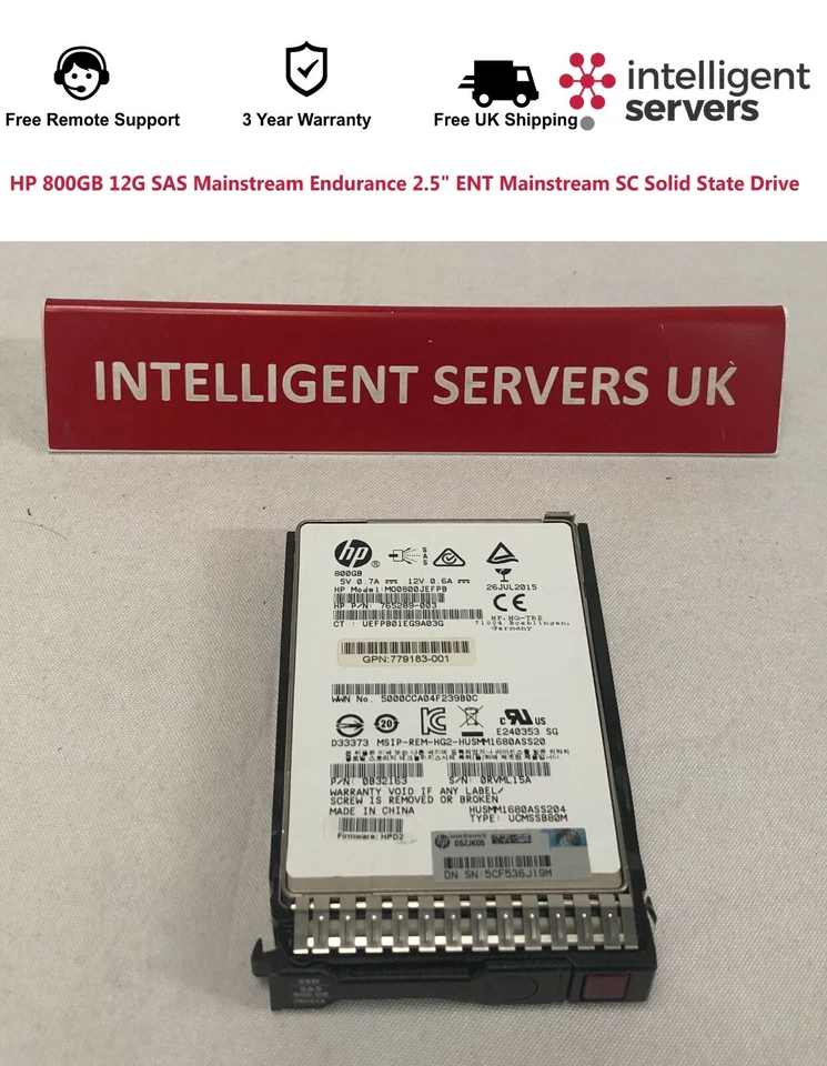 HP 779172-B21 800GB 12G SAS 2.5" Solid State Drive - 3 Year Warranty - Image 2 of 2