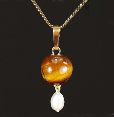 Tigerauge Anhänger Wählbar: Massiv 925 Sterlingsilber - Gold-Double Walzgold