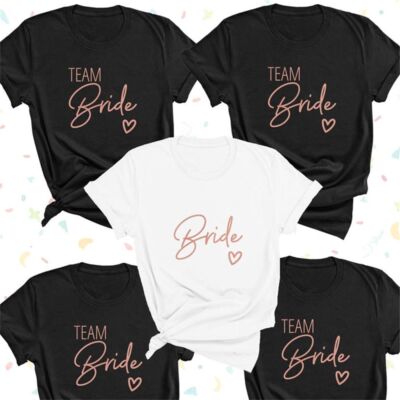 Bridesmaid Squad Tee - Aesthetic T Shirt Team Bride Love Heart For Wedding Party