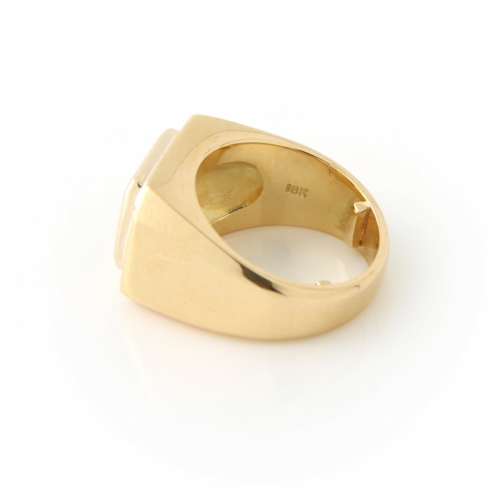 Gypsy Ring Solid 18K Gold, Rectangular Green Peri… - image 8