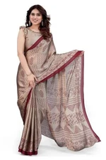 Indian Chiffon Saree With Unstitched Blouse Piece Party Wedding Wear For Women