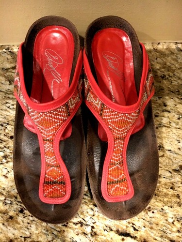 Beaded Sandals Shoes Womens Coral Thong 