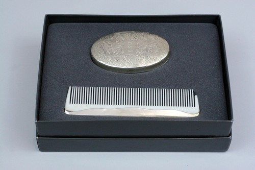 Eastern Sterling Silver Brush & Comb - Comb plastic piece broke off