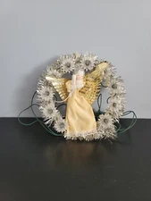 Vintage Lighted Silver and Gold Christmas Choir Angel Tree Topper/Plaque WORKS