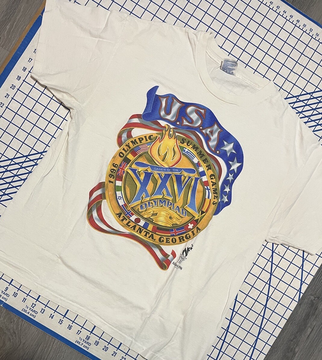 1996年 Olympic Game Shirt アトランタ USA Atlanta Olympic Games Shirt Vintage 1996 XXVI Olympiad Flags