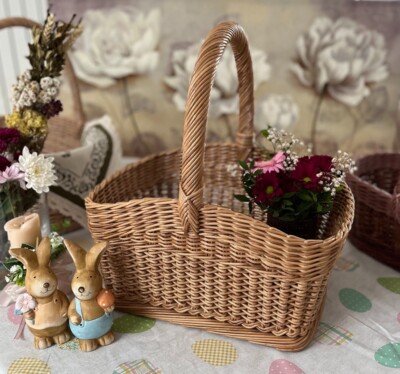 Handgefertigter Weiden-Osterkorb - umweltfreundlich, wiederverwendbar, Geschenk- & Eiersuchekorb