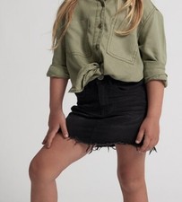 New One Teaspoon Denim Mini Skirt Girls 5-6 Black Punk 2020 Stretch HW