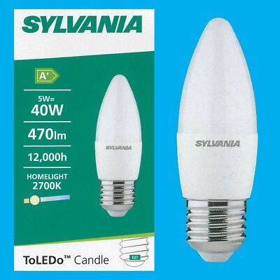 8x 5W (=40W) LED Kerze ES E27 Edison Schraube warmweiß 2700K 470lm Glühbirne