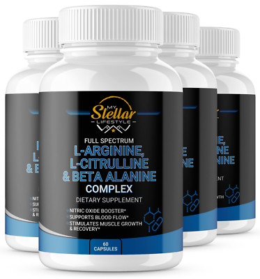 4 Bottles Full Spectrum L-Arginine L-Citrulline & Beta Alanine  - 60 Capsules x4