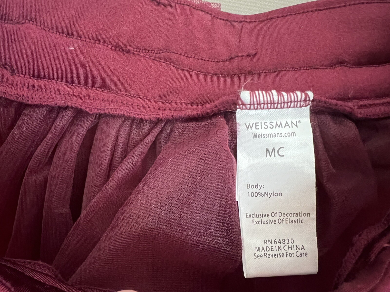 Weissman Maroon Red Tulle Ballet Tutu Girls Size … - image 3