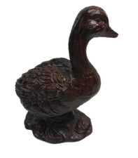 RED MILL PECAN SHELL HAND CRAFTED GOOSE DUCK SCULPTURE, MADE IN USA, 6 1/4" T