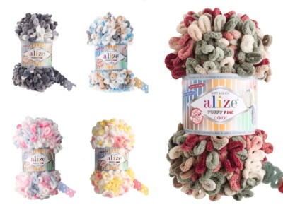 5 x ALIZE Puffy Fine Color Schlaufengarn Fingerstrickgarn
