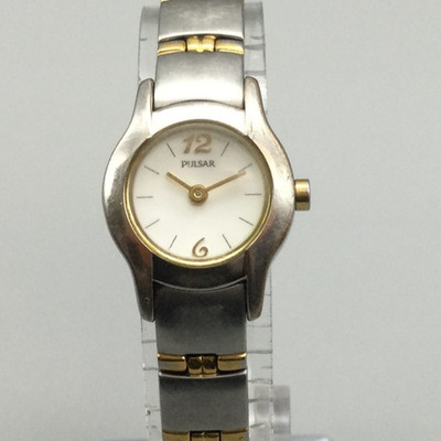 Pulsar Watch Womens Silver Gold Two Tone Stainless Steel 20mm New Battery 6.5''