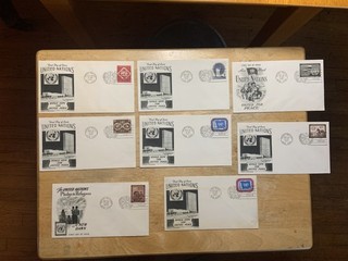 Naciones Unidas Lote de 8 1951 FDC 1er día cubre Definitivos a $1 Fleetwood