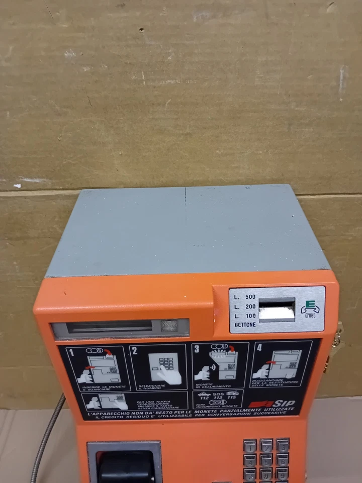 TELEFONO Pubblico  A GETTONI   ROTOR Sip Anni 90 Cabina Telefonica Dismessa - Immagine 2 di 4