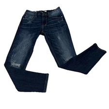 Vigoss Jeans Womens Size 26 Jagger Mid Rise Skinny Destroyed Dark Wash