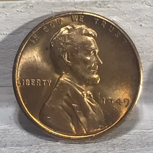 1949-S BU Bright RED Unc Lincoln Wheat Cent Looks Great Free Shipping A