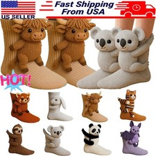3D Cute Animals Socks Knitted Animal Pattern Floor Socks Unisex Funny Winter OY