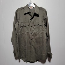 Dickies Long Sleeve Work Shirt Khaki Button Up Double Pocket Men 14 14 1/2 x 33
