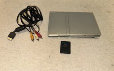 (FAULTY DRIVE) Silver Sony PlayStation 2 PS2 Slim SCPH-75003 Console & Cable