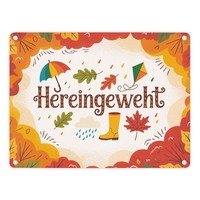 Hereingeweht Metallschild In 15X20 Cm Mit Herbstmotiven
