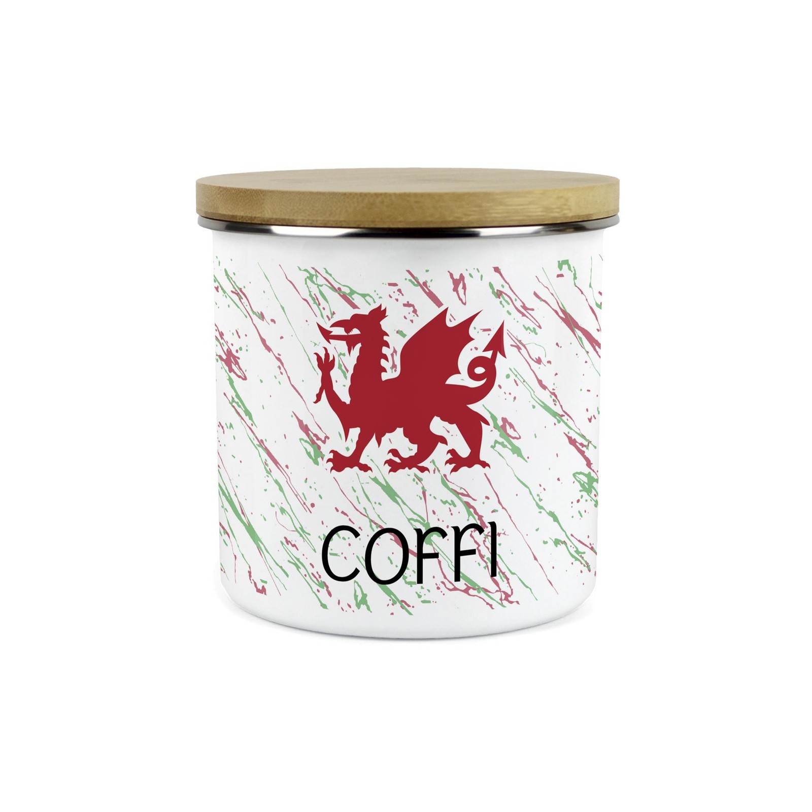 Welsh Dragon Coffee Kitchen Canister - Cymru Wales Coffi Home Gift